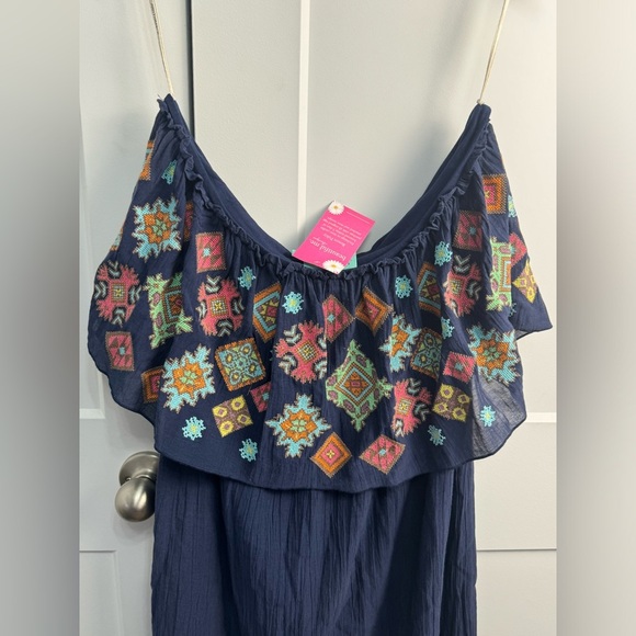 Judith March Off The Shoulder Mini Dress Size Large Blue Navy NWT - Picture 2 of 8